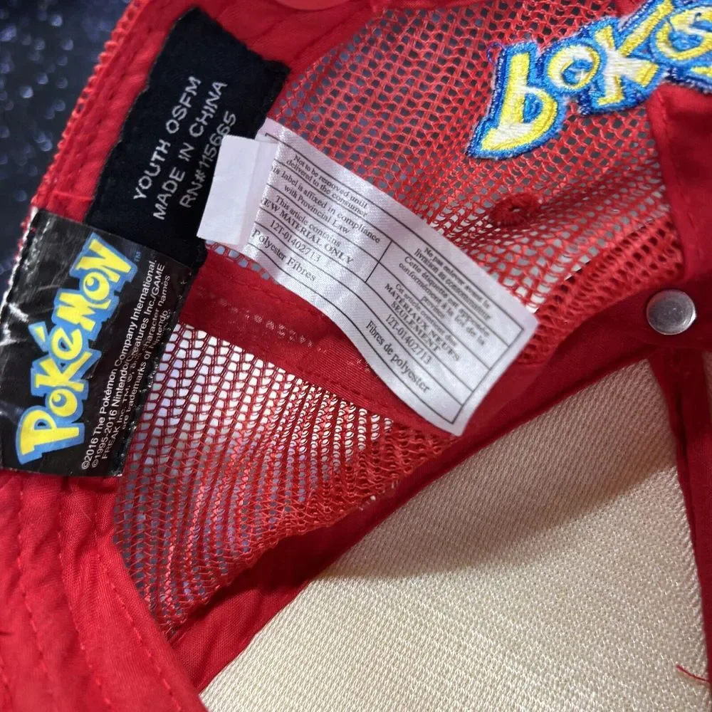 Pokemon Pokeball Youth Kids Mesh Snapback‎ Baseball Hat 2016 Nintendo Red